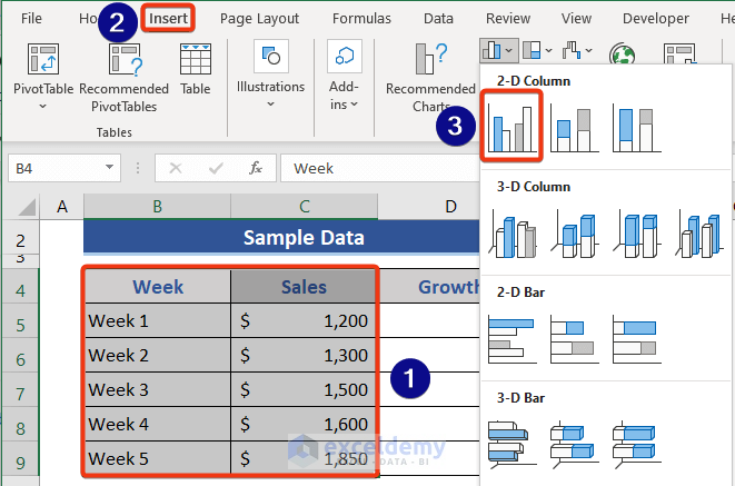 Add Data Chart in Excel