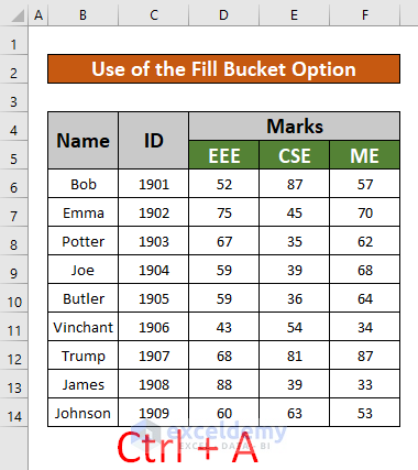 Use Excel Paint Bucket to Color the Default Background of a Worksheet