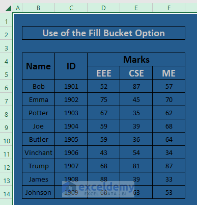 Use Excel Paint Bucket to Color the Default Background of a Worksheet