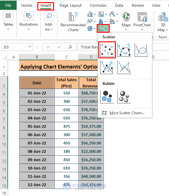 Chart Elements Option-How to Make a Polynomial Trendline in Excel