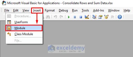 Use a VBA Code to Consolidate Rows and Sum Data in Excel