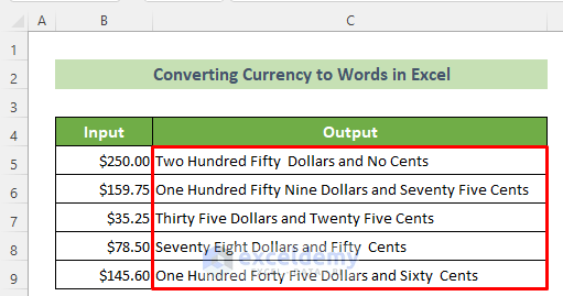 Converted Currency to Words in Excel