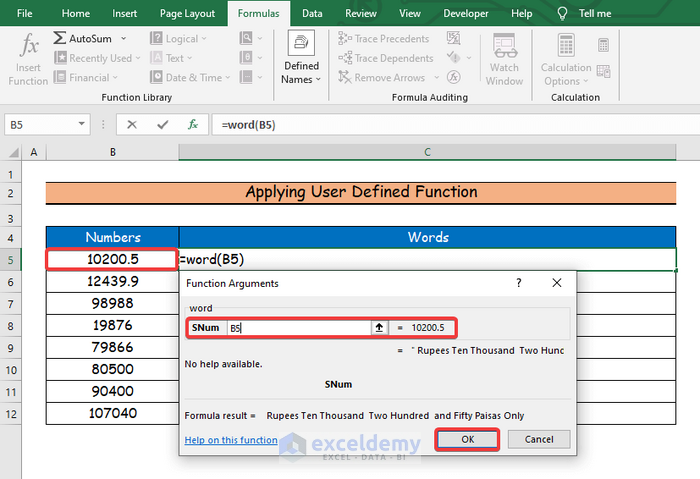 Step-by-Step Procedures to Convert Number to Words in Excel in Rupees