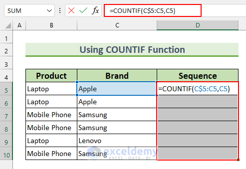Create a Number Sequence in Excel Based on Criteria 2
