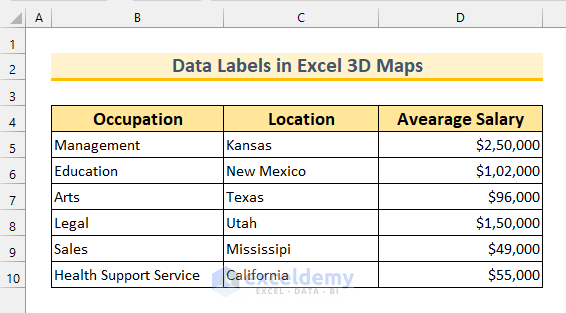Data Labels in Excel 3D Maps 1