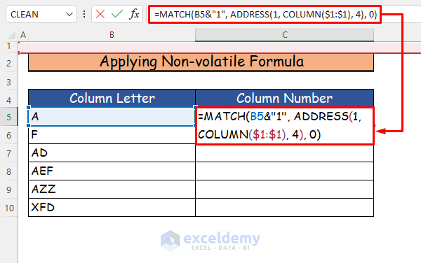 Suitable Examples of Column Letter to Number Converter in Excel