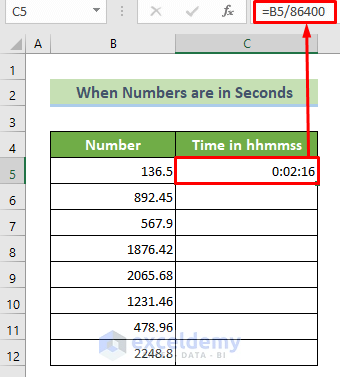 Formula to Convert Seconds Value Number to Time hhmmss