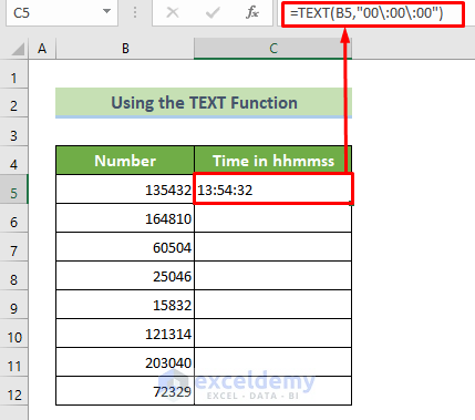 Using TEXT Function to Convert Number to Time hhmmss
