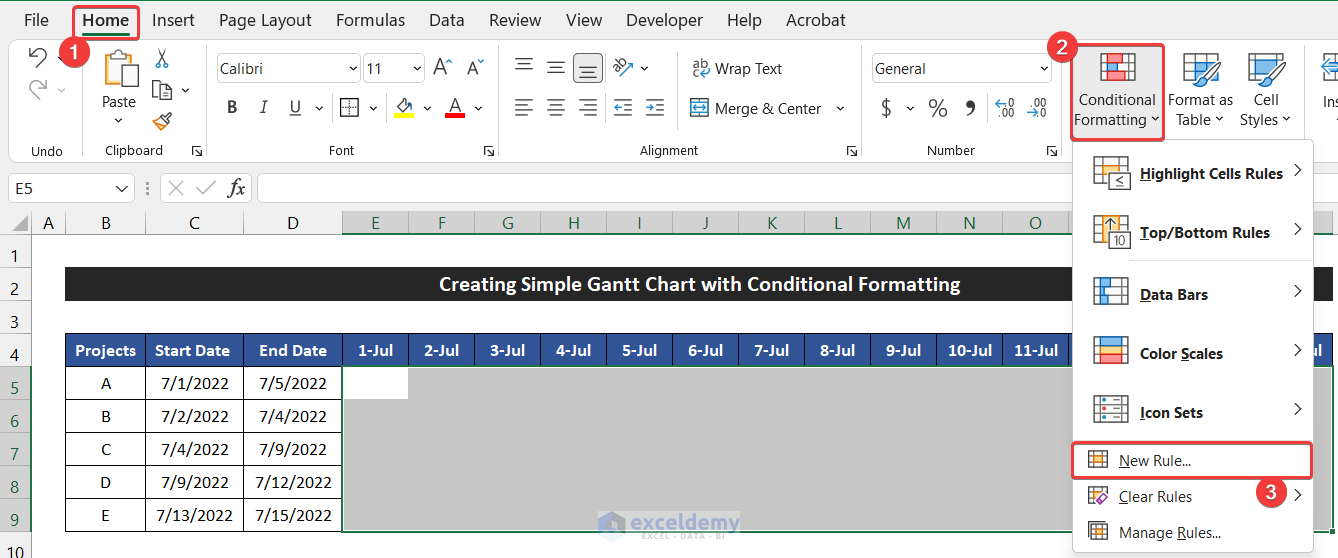 Creating Simple Gantt Chart with Conditional Formatting