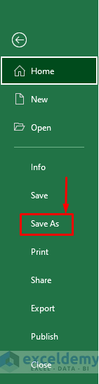 Choose the Save As Option