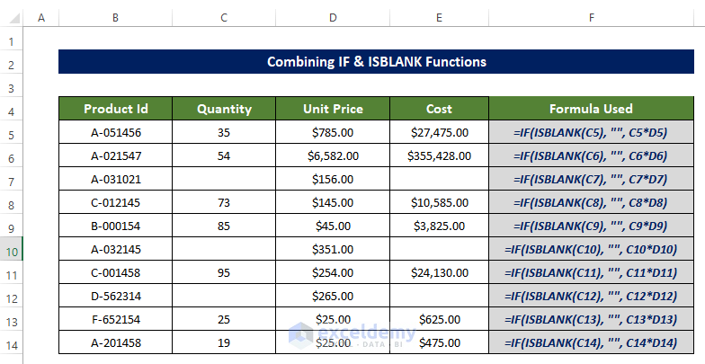 Combining IF and ISBLANK Functions to Leave Cell Blank If There Is No Data in Excel 