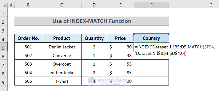 Pull Data from Another Sheet with INDEX-MATCH Function
