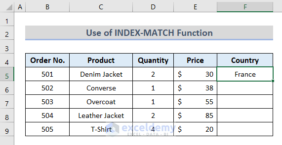 Pull Data from Another Sheet with INDEX-MATCH Function