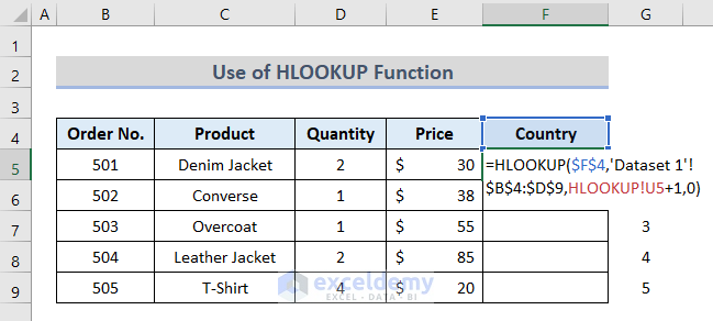 Map Data from Another Sheet with HLOOKUP Function in Excel