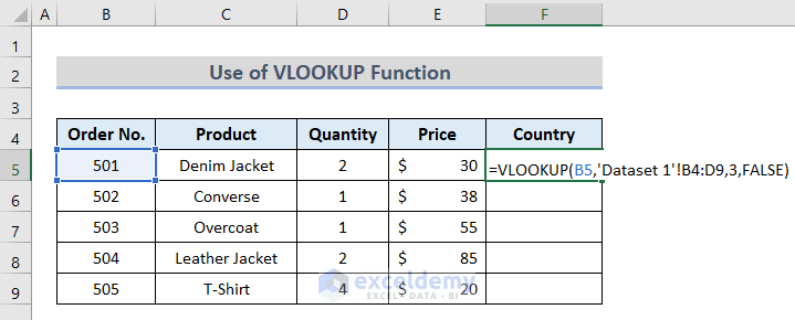 Apply VLOOKUP Function to Map Data in Excel