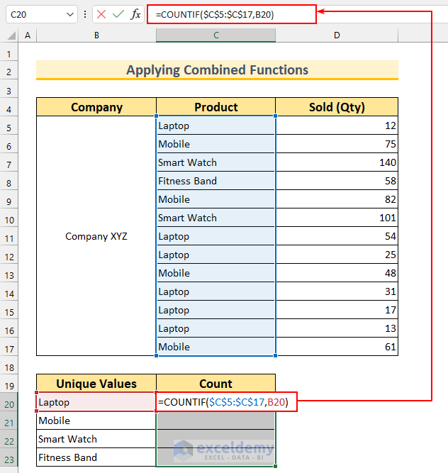 Excel Pie Chart Count of Values 3