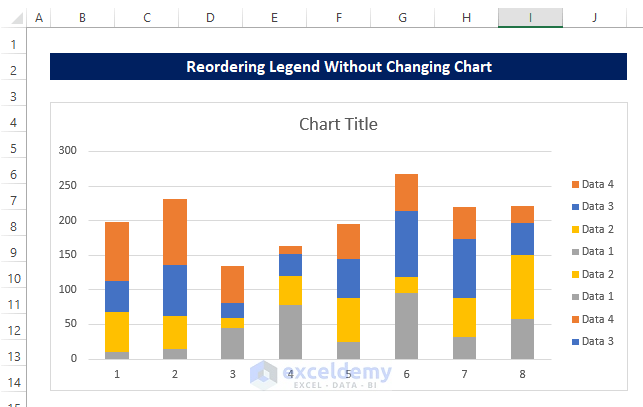 Change to Matching Color to Reorder Legend without Changing Chart in Excel 