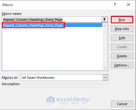 Excel Repeat Column Headings on Each Page