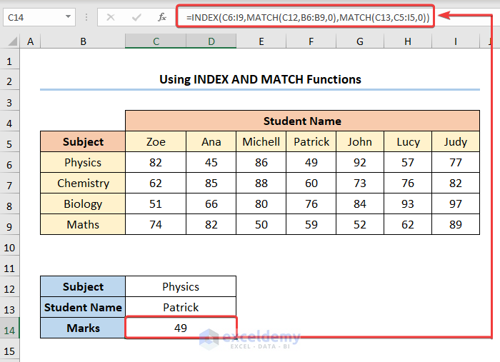 Excel Return Column Number of Match Using INDEX and MATCH Functions