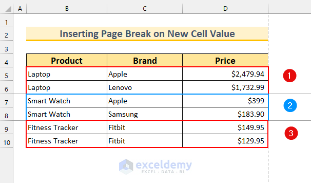 Excel VBA Insert Page Break Based on Cell Value 8