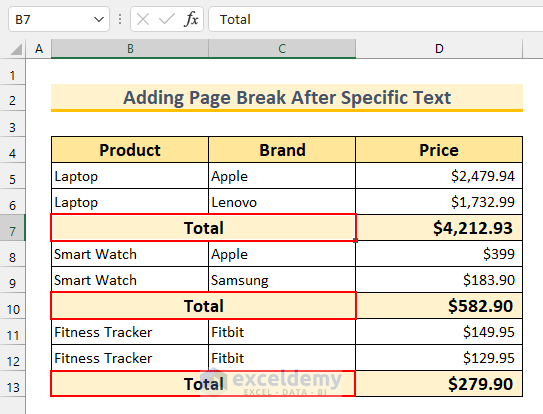 Excel VBA Insert Page Break Based on Cell Value 9