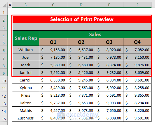Use Print Preview Selected Range to Print by Excel VBA