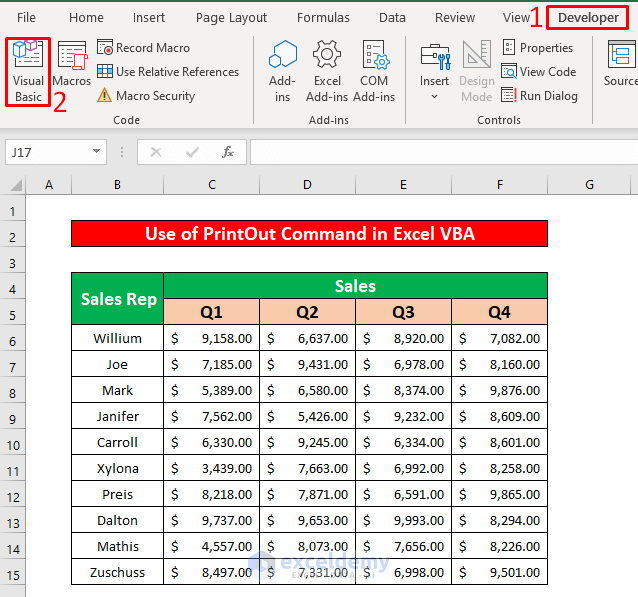 Apply Excel VBA PrintOut Method to Print Preview Selected Range