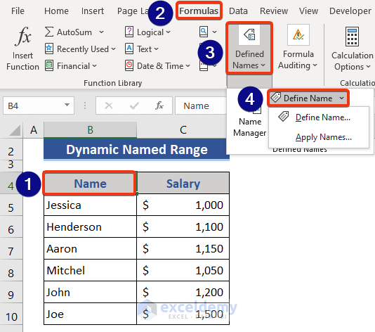Dynamic Formula with Named Range to expand data range