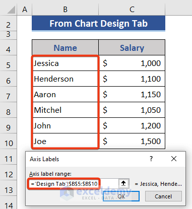 Expand Chart Data from Chart Design Options