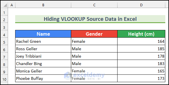 Hide VLOOKUP Source Data in Excel 1