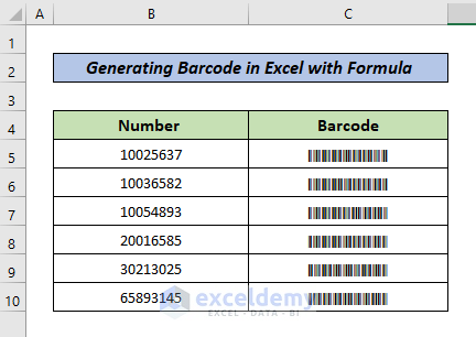 The Formula for Barcode in Excel