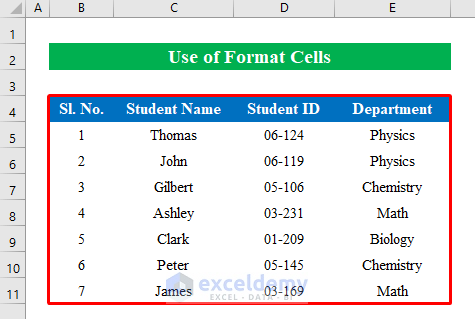 Use Format Cells Feature to Add Cell Borders Inside and Outside in Excel