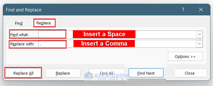 How to Add Comma in Excel Between Names
