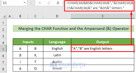 Merge the Ampersand (&) Operator and the CHAR Function
