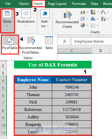 Apply DAX Formula to Add Leading Zeros in Excel to Make 10 Digits