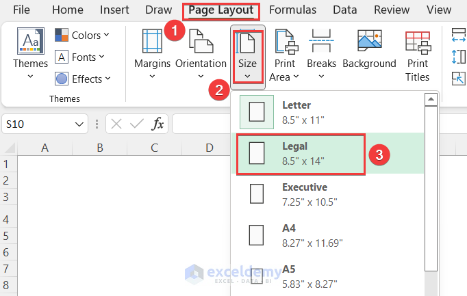How to Add Legal Paper Size in Excel