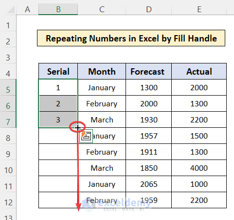 Repeatedly Add Numbers 1 2 3 in Excel