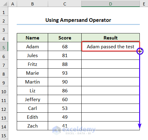 How to Add Text in If Formula Excel Using Ampersand Operator