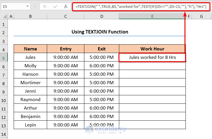 How to Add Text in If Formula Excel Using TEXTJOIN Function