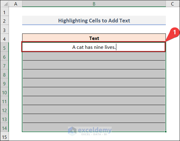 How to Add Text to Multiple Cells in Excel Applying Highlighting Cells