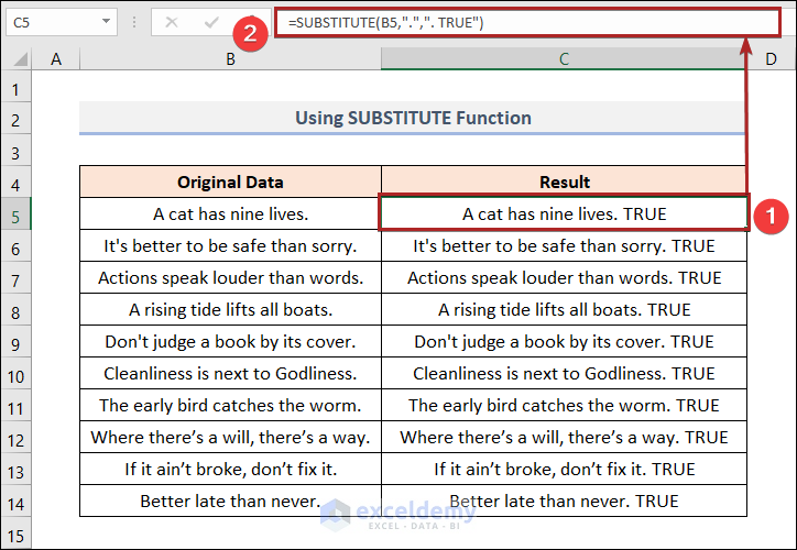 How to Add Text to Multiple Cells in Excel Using SUBSTITUTE Function