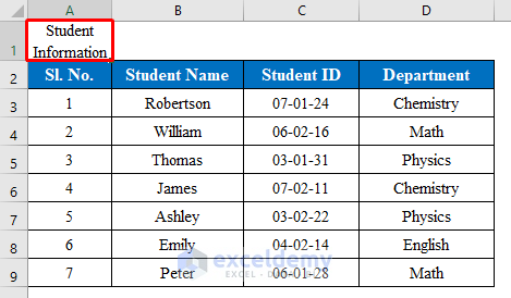  Add a Title to a Table in Excel