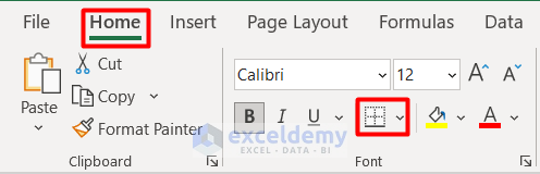 Insert All Borders in Excel with Draw Borders