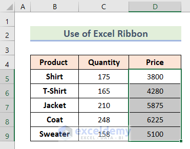 Use Excel Ribbon to Apply Accounting Number Format to Selected Cells