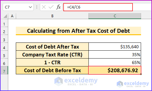 How to Calculate Before Tax Cost of Debt in Excel 10