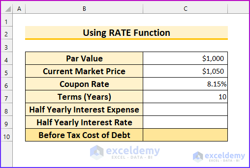 How to Calculate Before Tax Cost of Debt in Excel 11