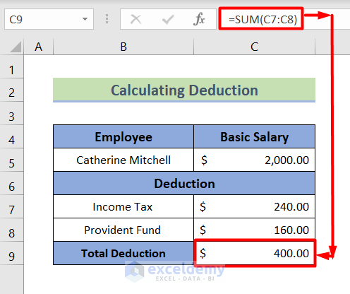 Step by Step Procedures to Calculate Net Salary in Excel