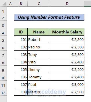 Use Number Format Feature