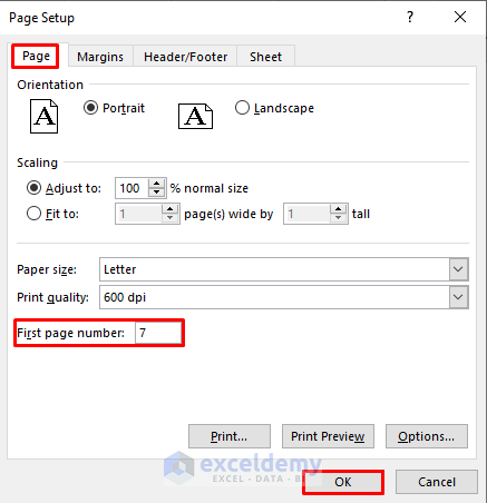 How to Change Page Number in Excel