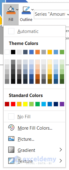 Use Fill Color Tool to Change Pie Chart Colors